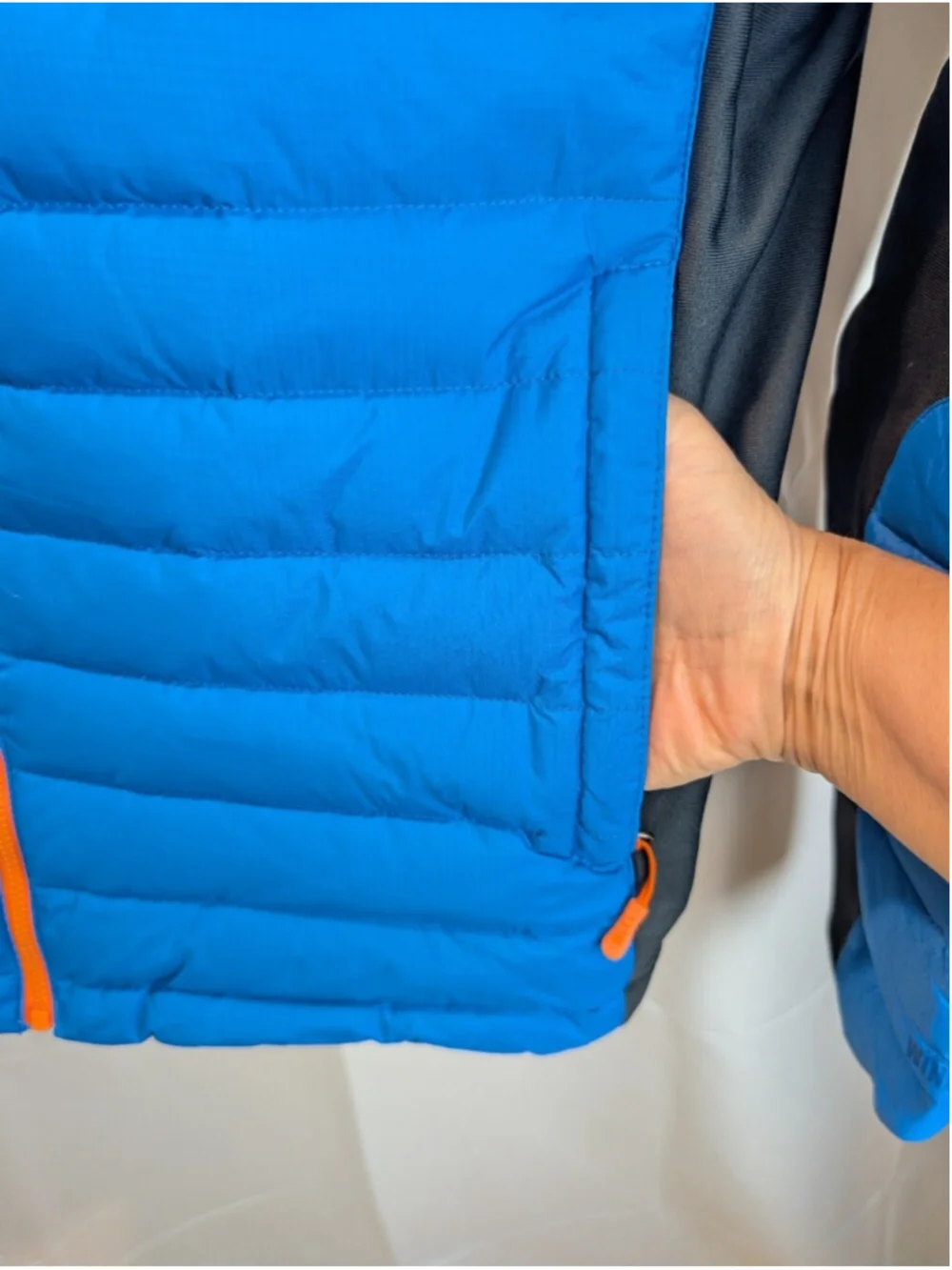 The North Face Summit Series Men's Puffer Jacket Blue Orange Zip Size L in EUC I